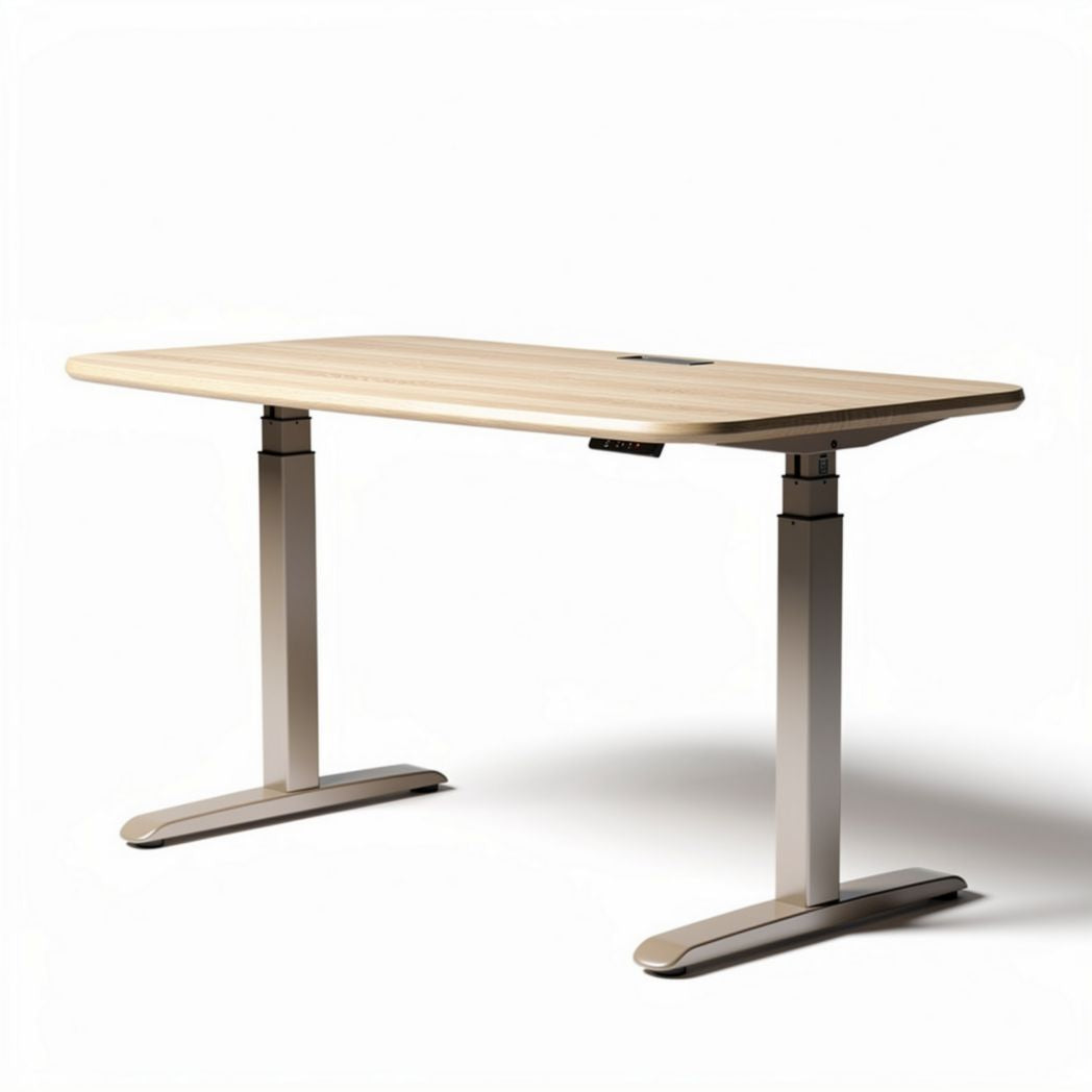 Electric standing desk with adjustable height and wood finish 120 x 60 x 75cm