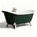 Freestanding modern bathtub in deep green acrylic with chrome fixtures 170 x 75 x 60cm