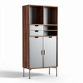 Wooden storage cabinet with mirrored doors and adjustable shelves 180 x 80 x 40cm
