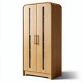 Wooden storage cabinet with glass doors for living room or bedroom 80 x 40 x 180cm