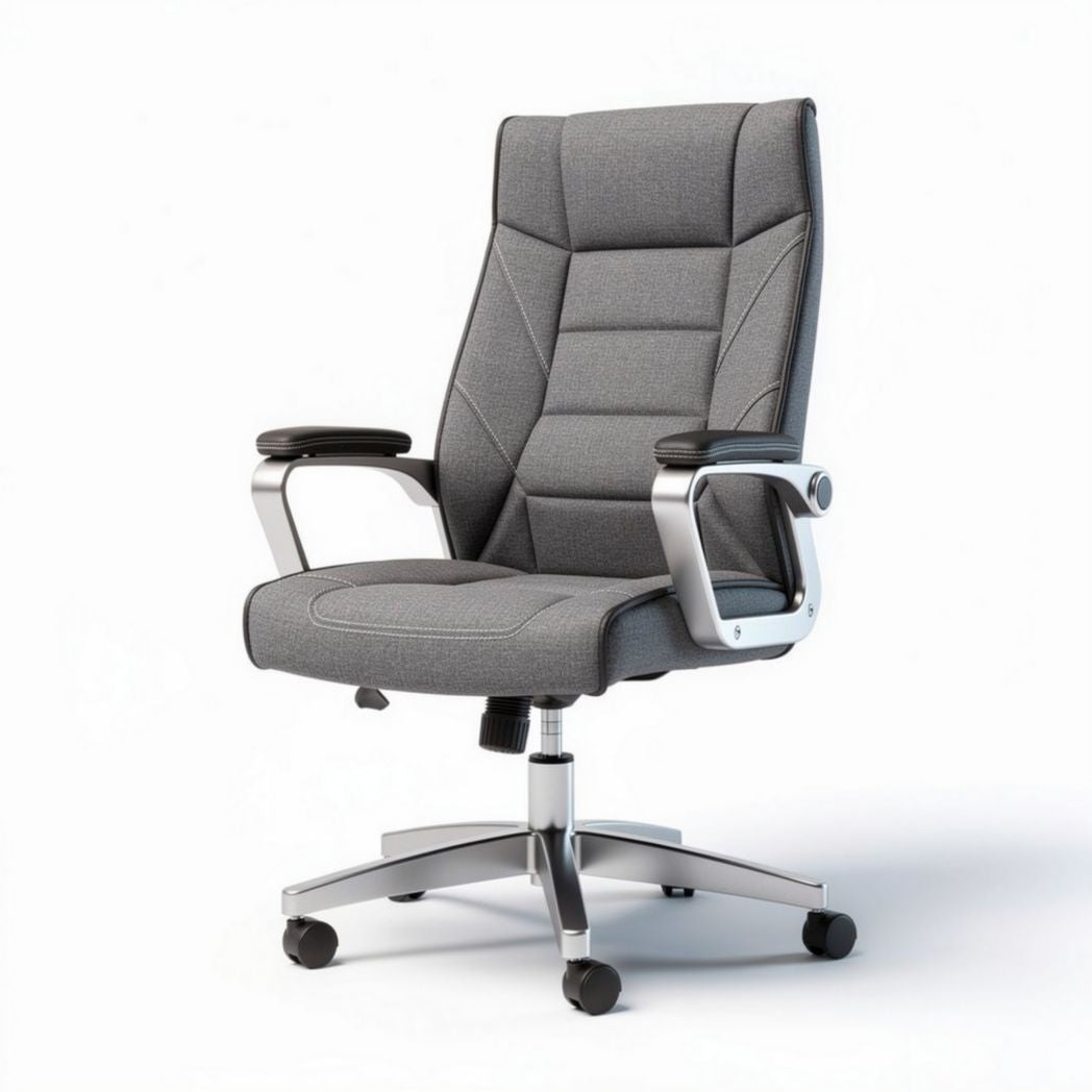 Ergonomic office chair with adjustable armrests grey fabric 60 x 60 x 120cm