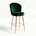 Velvet green bar stool with gold metal legs 40 x 40 x 100cm